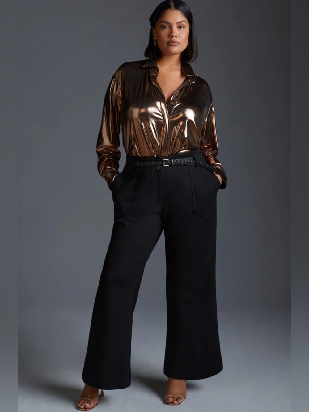 Anthropologie Maeve The Naomi Ponte Wide-Leg Flare Pants in Black